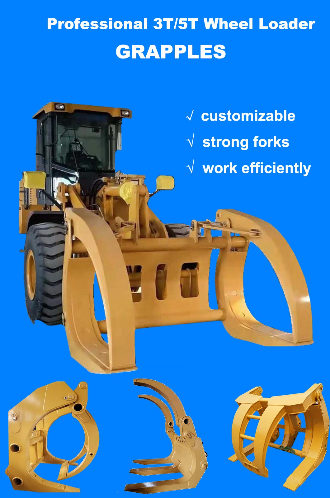 Log Grapple Attachments for Wheel Loader