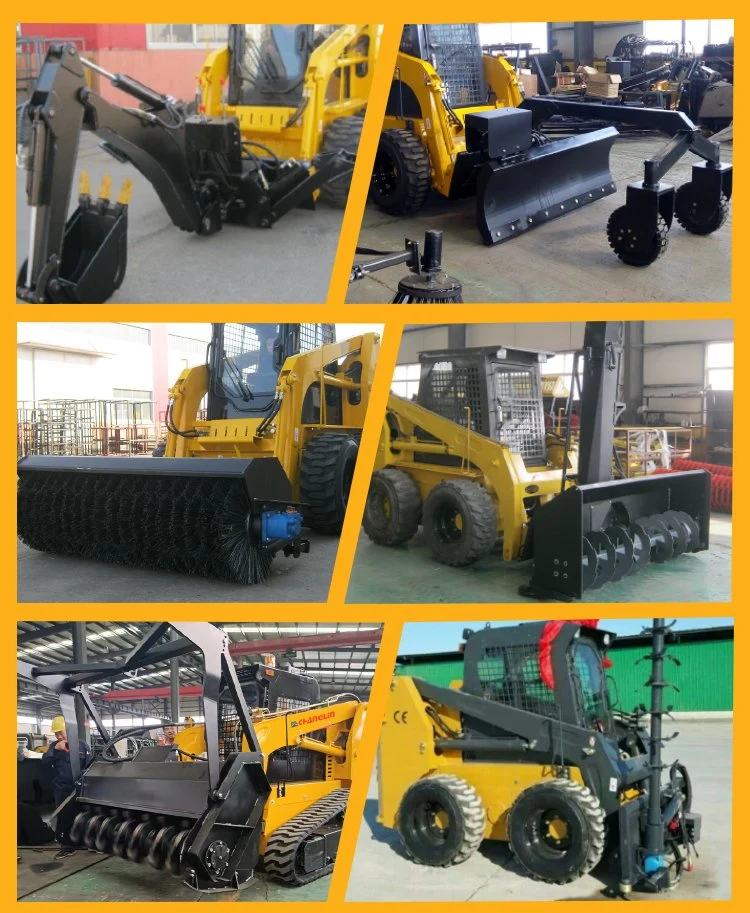 Changlin Official Skid Steer Loader with Sweeper CE Cheap Price