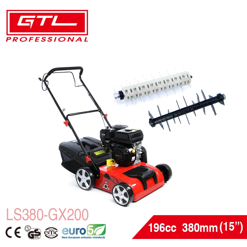 15" Working Width 2 in 1 Ohv Engine 196cc Gasoline/Petrol Lawn Aerator/Rake with Garden Digging Pick Tool (LS380-GX200)