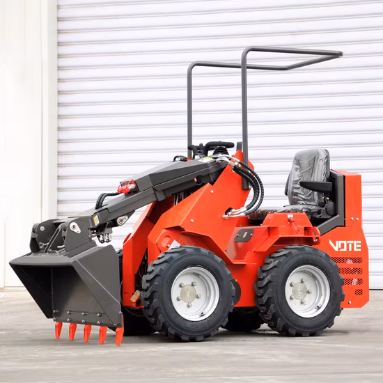Minipá carregadeira com implemento opcional Minipá carregadeira com roda de esteira com trituradora Serra de rocha Varredor soprador de neve sem fim