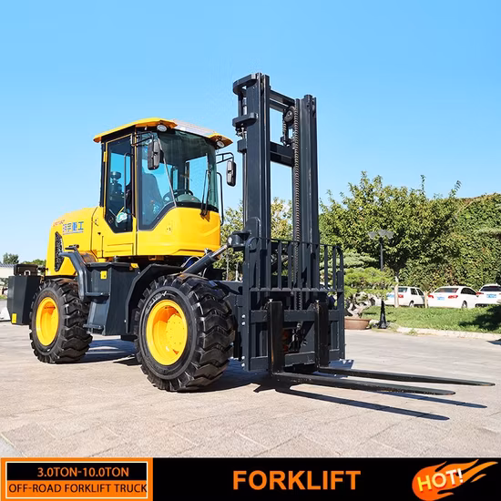 Lgcm Four Wheel Drive Montacargas 3ton/3000kgs Diesel/Gas/LPG/off road/3m/4.5m/5m/6m All Terrain Balance Empilhadeira com Deslocamento Lateral, Cabine, Mastro Triplex